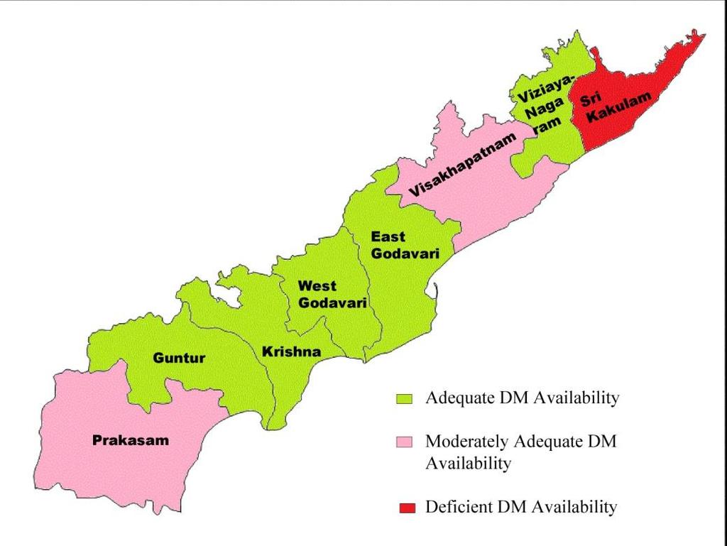 Page160 Fig 3: Extent of DM availability in districts of surplus rainfall region of Andhra Pradesh State Classification of Districts in the Region Based on Extent of Estimated DM Availability to the