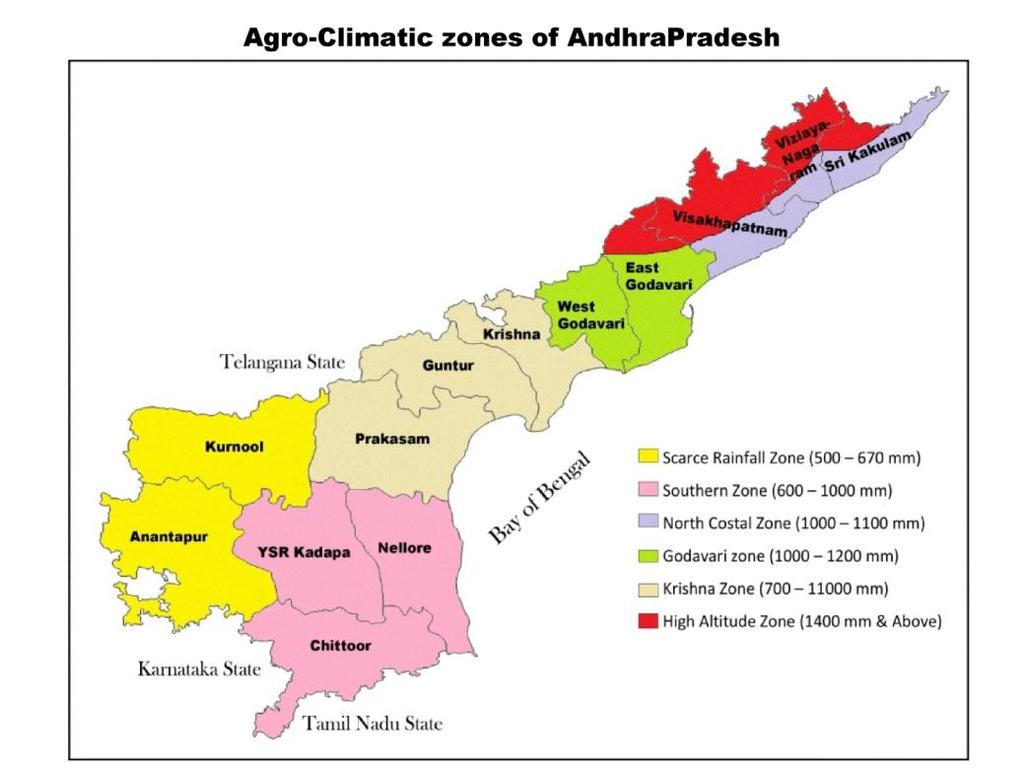 Page150 Fig 2: Agroclimatic Zones of Andhra Pradesh State Materials and Methods District wise and year wise crop production and land utilization data of the surplus rainfall zones of Andhra Pradesh