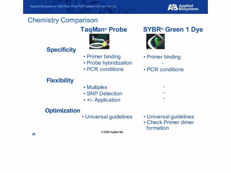 Chemistry Comparison Slide notes: So, which chemistry should you choose?