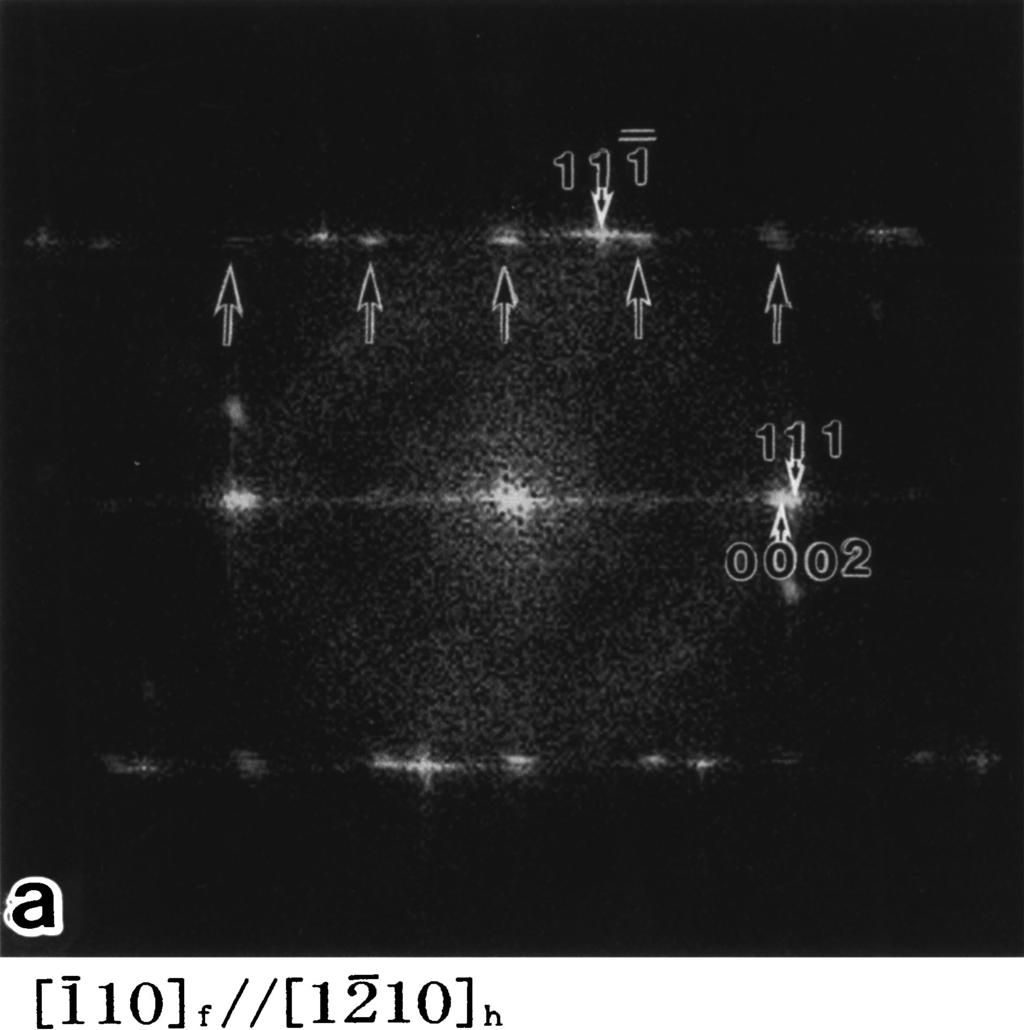 2782 K. Ogawa, T. Sawaguchi and S. Kajiwara Fig. 10 (a) Diffraction pattern obtained by FFT calculation on an HREM image taken from the " phase with about 4 nm in width and the surrounding austenite.