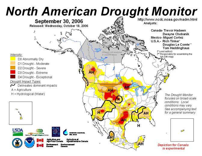 NADM Continental Drought Indicators The NADM drought conditions in US, MX, CN are determined independently based on different data, indices, & analyses within each country.
