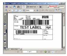 If yu have chsen a Lftware Web Listener printer alias and clicked the buttn a test label shuld be printed n yur barcde printer.