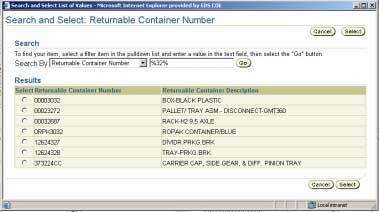 Returnable Cntainer Number If knwn, Returnable Cntainer Number can be typed directly int the prvided text bx.