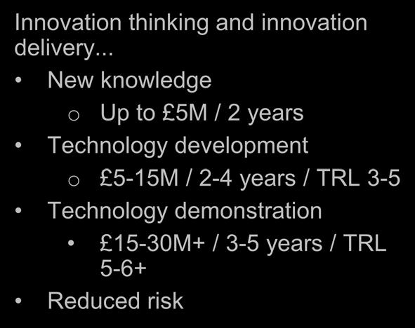 Technology development o 5-15M / 2-4 years /