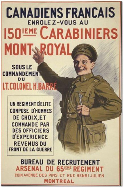 World War One 1917 => Canada needs replacement soldiers but no volunteers