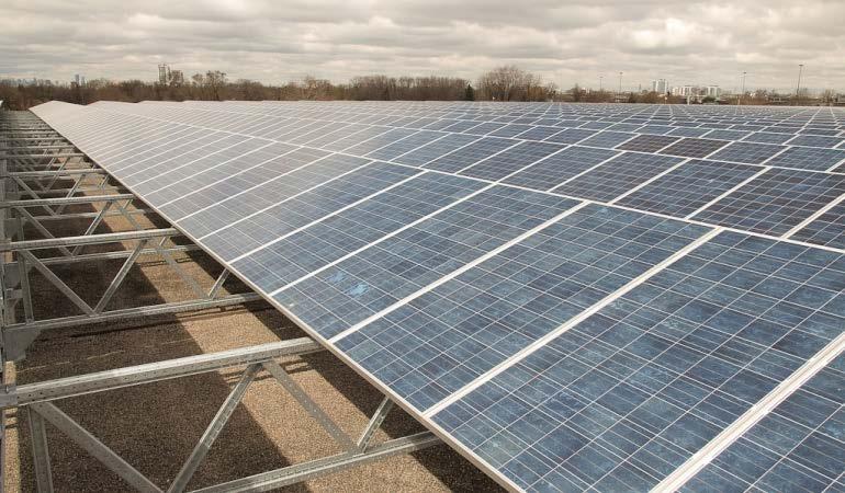 Solar PV Projects Using HDG (4) Metropolitan Tea Canadian distribution hub rooftop solar PV array, Toronto, Ontario.
