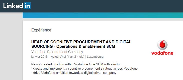 New procurement roles: Head of Cognitive Procurement and Digital Sourcing What makes a