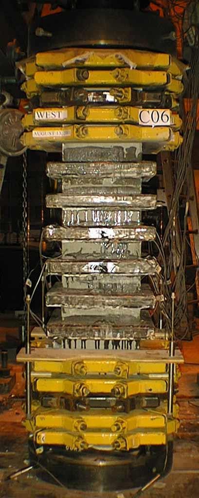 typical fractured corner of a welded collar In phase II of the experimental program, a total of nine full-scale column specimens (CL0 to CL8) were designed to simulate typical columns of two to three