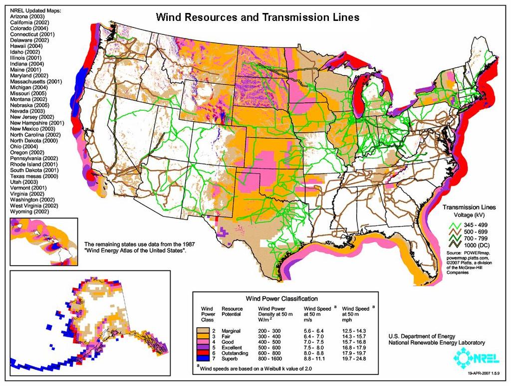 The potential of wind energy U.S.