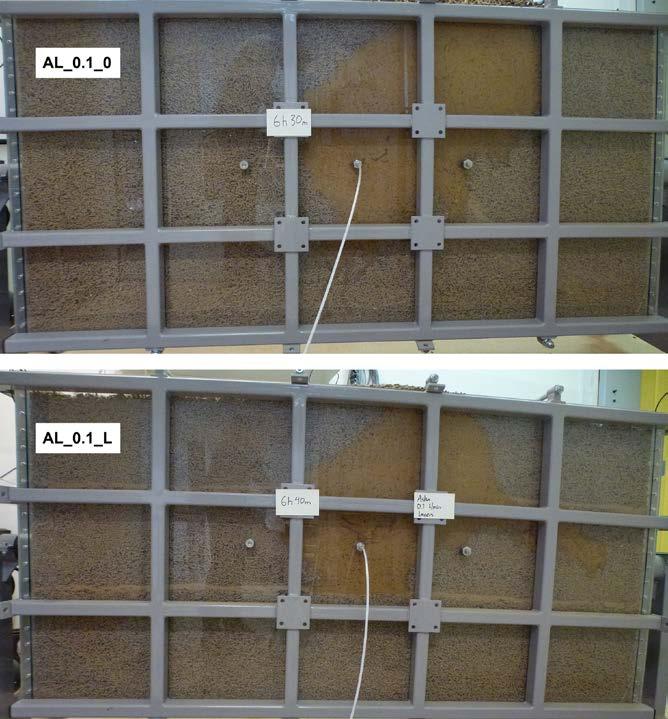 Figure 4 2. Photos showing the wetting pattern at time for termination. Upper: AL_0.