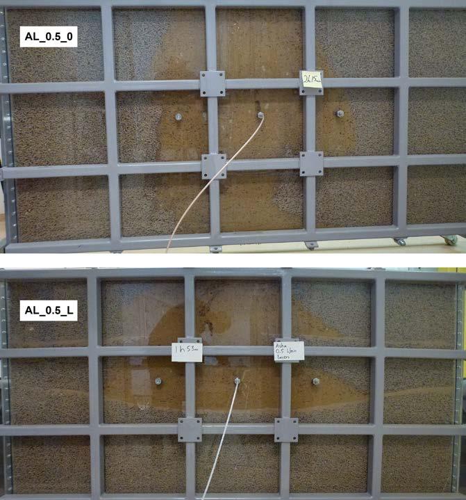 Figure 4 8. Photos showing the wetting pattern at time for termination. Upper: AL_0.