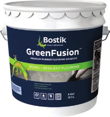 ADHESIVES GreenFusion2 ULTRA PREMIUM RESILIENT FLOORING ADHESIVE Bostik GreenFusion2 is an ultra premium, 2-part, urethane adhesive for heavy duty applications that may include extra-heavy rolling