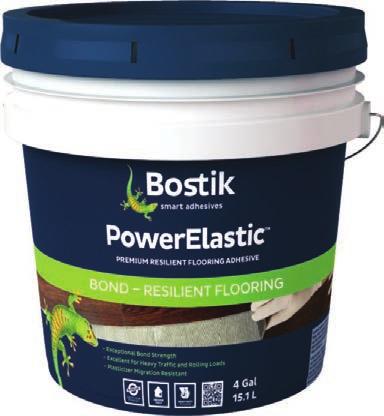ADHESIVES PowerElastic PREMIUM RESILIENT FLOORING ADHESIVE Bostik PowerElastic is a high performance, waterbased adhesive using proprietary acrylic emulsions for unparalleled performance.