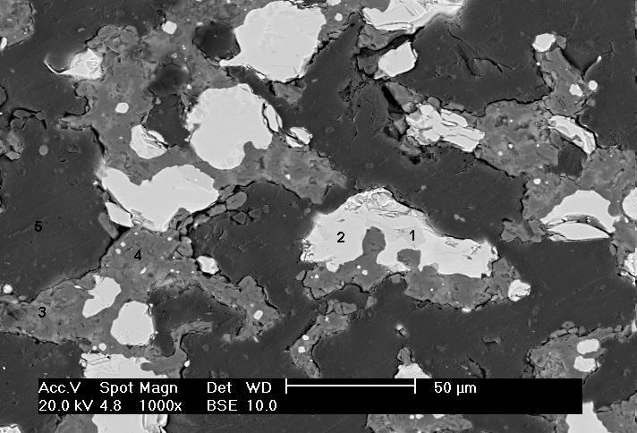 Figure 11. Reduction of a pellet (chromite, petroleum coke and cement) at 1773 K (1500 C) for 40 min. Pellet surface, pellet core. Fr average = 0.99 Figure 12.