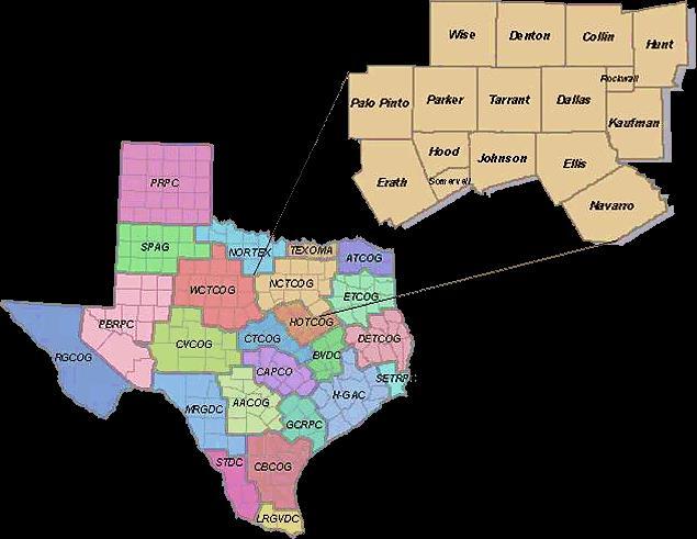 THE BASICS: WHO WE ARE North Central Texas Council of Governments (NCTCOG) is: 1 of 24 COGs Across Texas 364 Employees; 9 Departments Transcend Jurisdictional Boundaries to