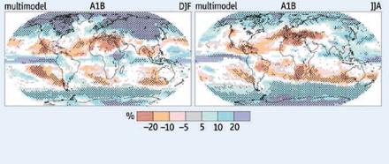 Projected changes in rainfall Models project both winter (left) and