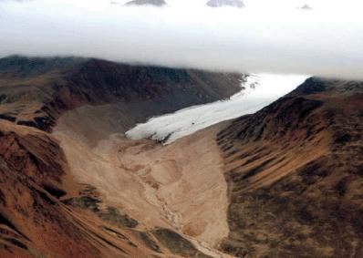 Warming impacts: terrestrial Glaciers melt & retreat Tan area in