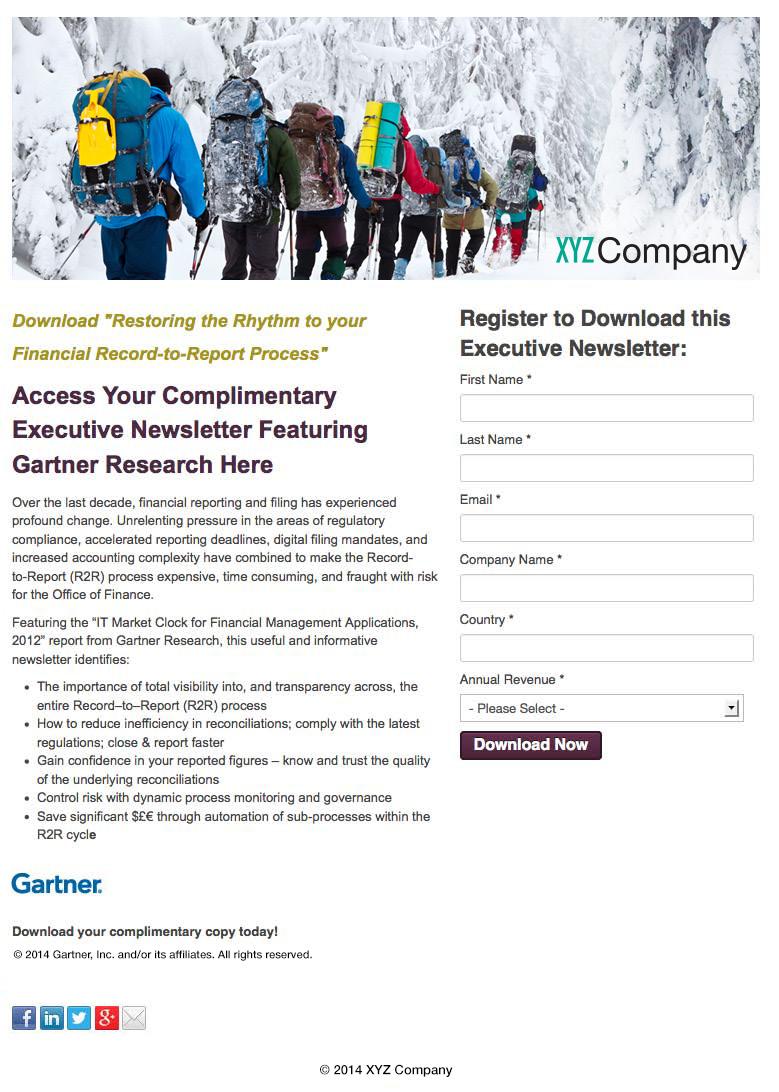 Use in Custom Newsletters Custom Newsletters are co-branded electronic newsletters that feature objective Gartner research and your company messages.