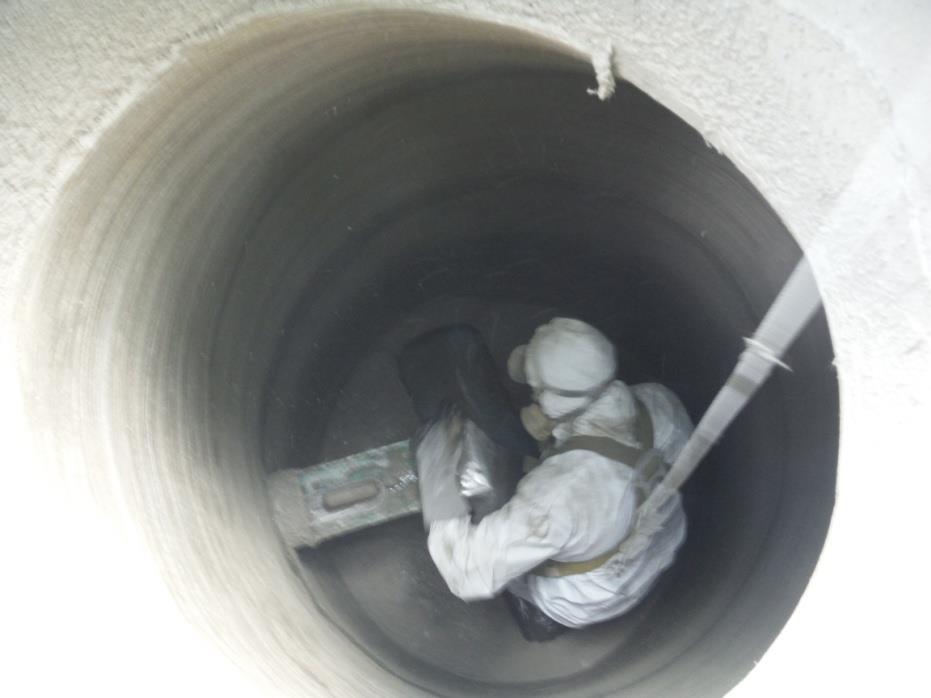 Figure 8.18: Manhole Rehabilitation by Cementitious Lining Rehabilitation methods for sewer pipes include open cut and trenchless methods.