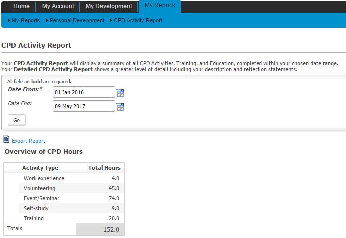 Export to either MS Word or PDF. Use your CPD Activity Reports for your own records and to demonstrate your CPD to your employer, colleagues and clients.