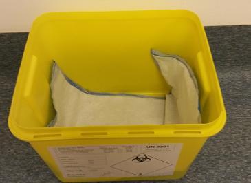 Notes: Clinical waste bags must be in-situ within the clinical waste rigid bin prior to adding the waste.