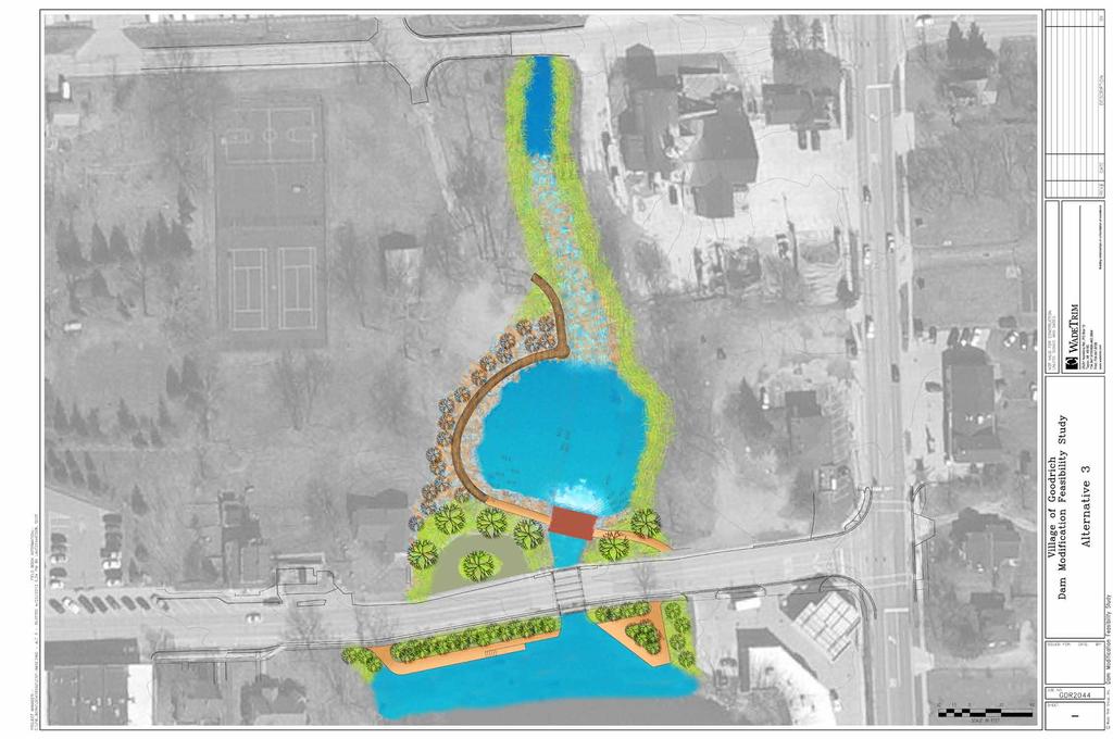 M - 15 Figure 5 Alternative 3 Site Plan Rock Ramp Spillway Auxiliary Overflow Pedestrian Path and Fishing Access Expanded Spillway Basin Overlook and Preserved Historic Mill Pond Dam *All