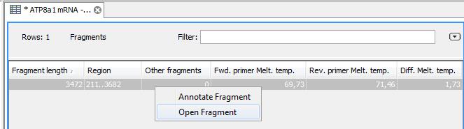 Figure 6: Creating the fragment table including fragments up to 4000 bp. Click Finish and you will now see the fragment table displaying the PCR product. 5.