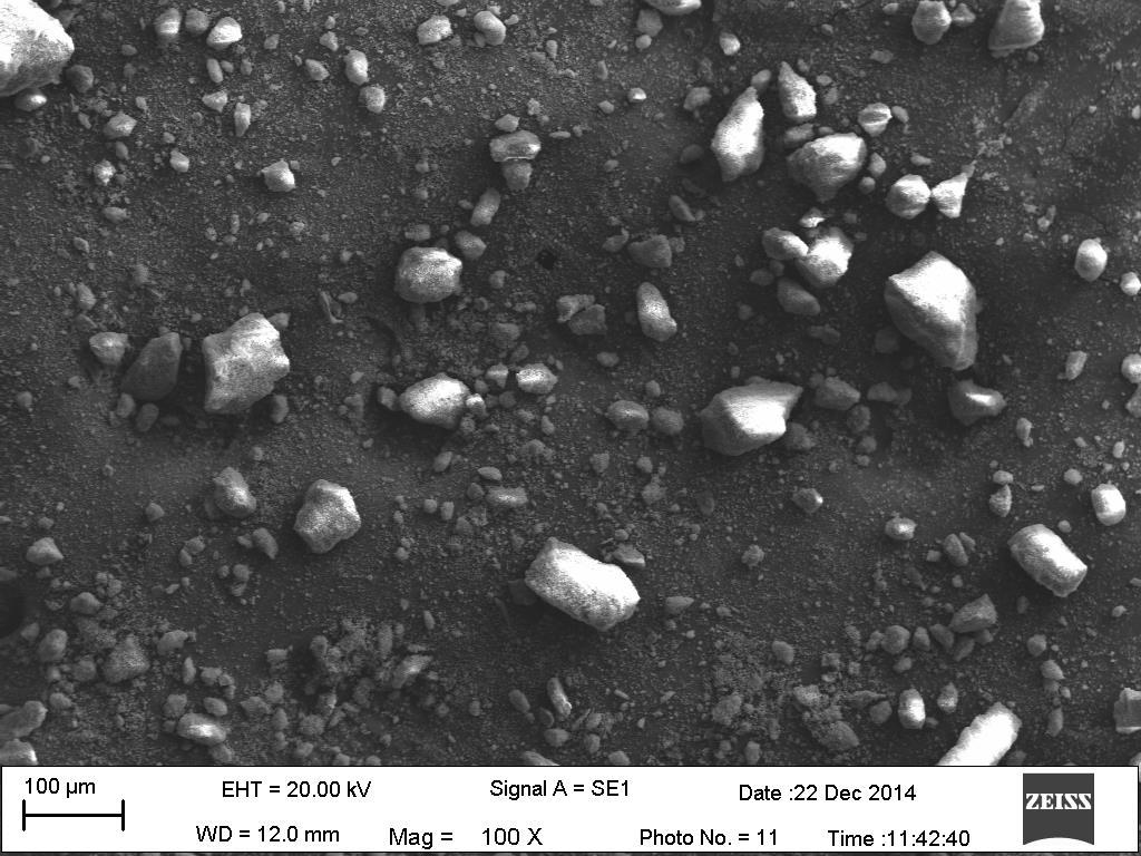 Figure 3: XRD pattern of the as-received cutting slurry waste Figure 4: SEM image of the as-received cutting slurry waste The products of chromium ferroalloys are shown in Figure 5(b) and Figure 5(c).