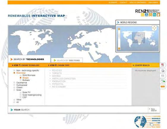 The Renewables Interactive Map Searching by Technology and Sector Search by technologies or sectors Technology specific, or non technology specific Refine
