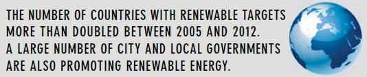 Policy Landscape At least 138 countries» Fifth had level renewable energy targets by the end of 2012.