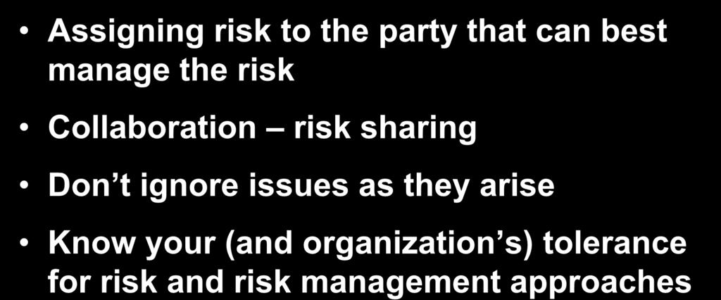 Critical Elements Towards Effective Risk Management Assigning