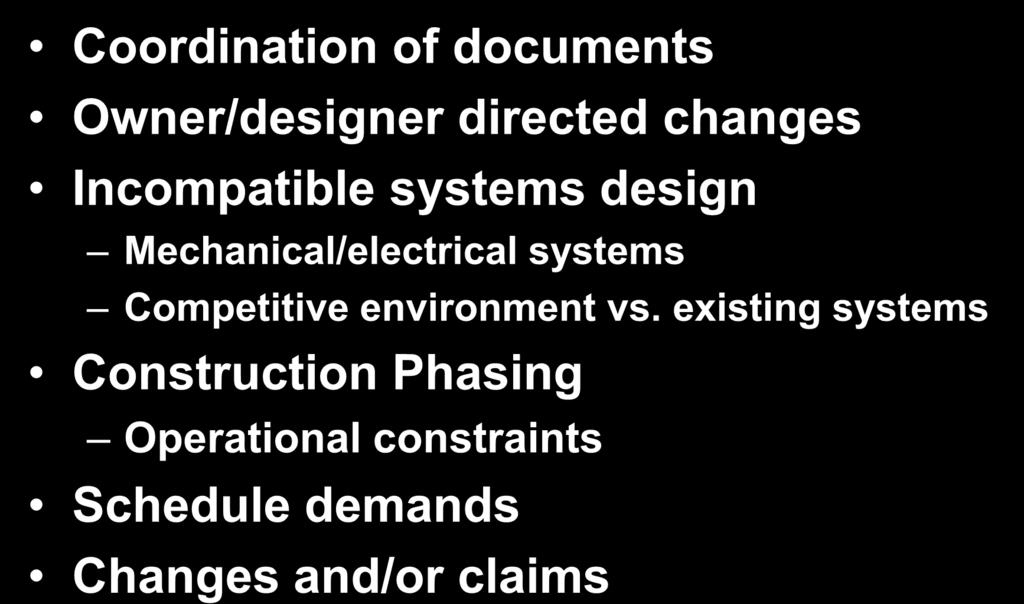 Coordination of documents Owner/designer directed