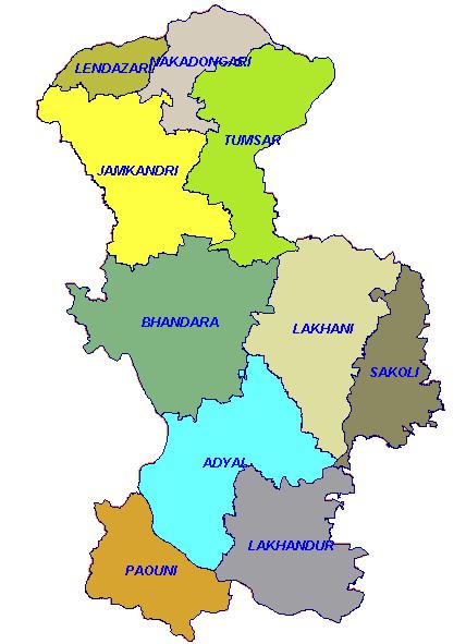 MAP SHOWING RANGES OF BHANDARA FOREST DIVISION MADHYA PRADESH G O N D I A NAGPUR DIVISION D I V I S I O N CHANDRAPUR DISTRICT 1.3 