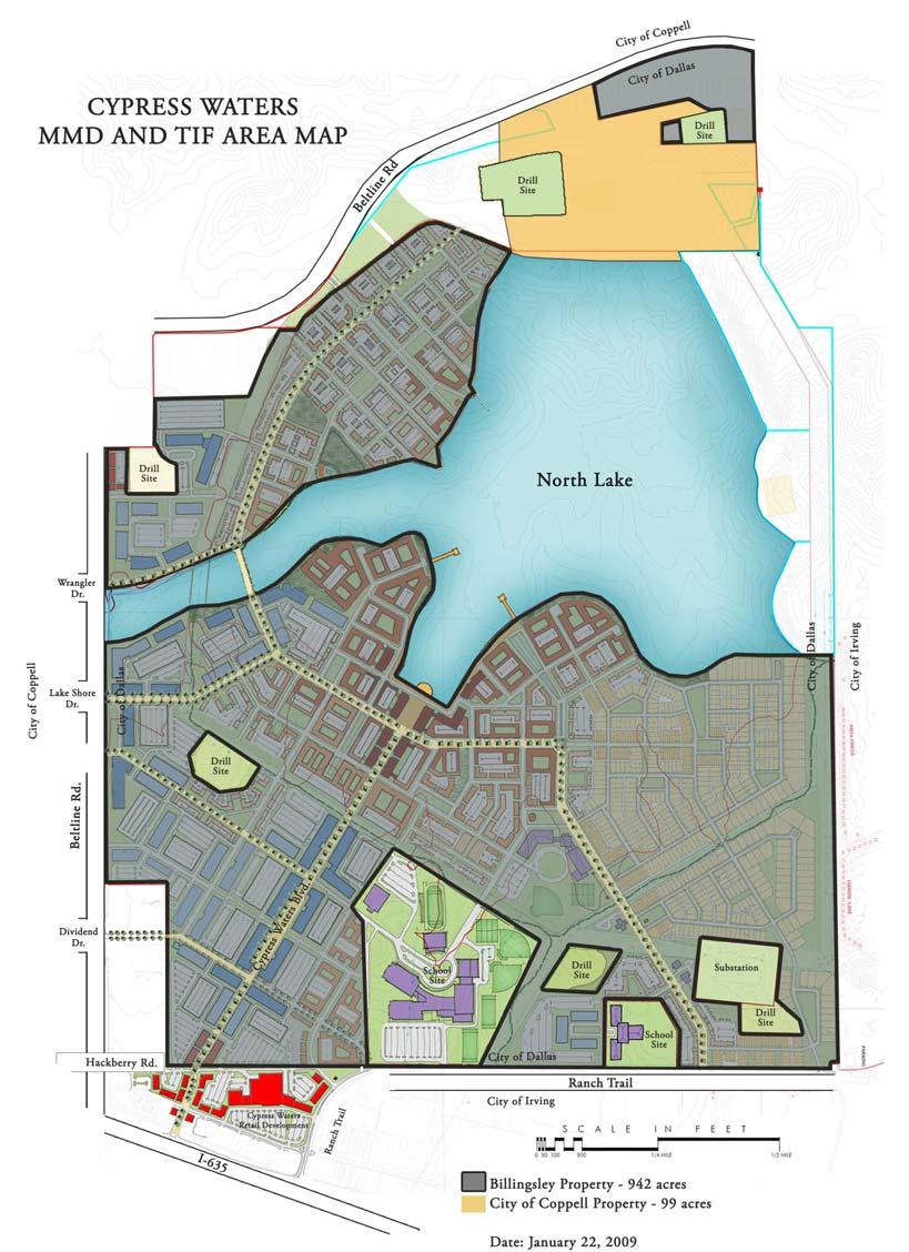 Proposed Cypress Waters (Billingsley) MMD MMD includes grey and yellow areas Yellow sites owned by