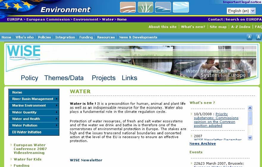 Further information Commission server http://ec.europa.eu/environment/water/index.