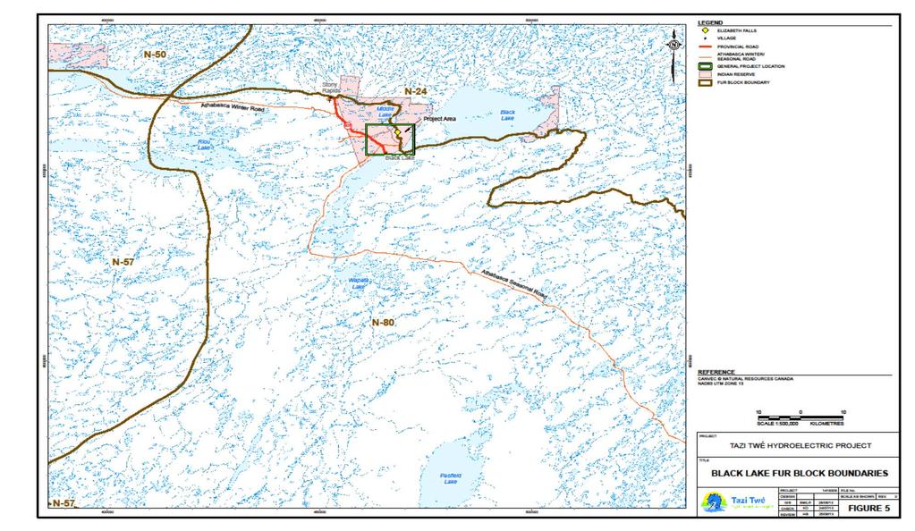 Figure 5 Location of fur blocks N-24 and N-80 in relation to the Project Area Source: Golder Associates: February