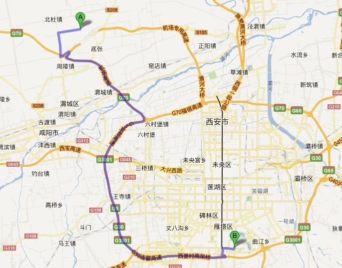Maps A stands for Xi'an