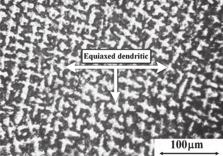 The granular structure of ERNiCr-3 weld metal is shown in Figure 3.