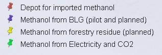 Methanol: designed 2012; on hold due to uncertainty re biofuels tax Södra Mönsterås: started 2017, est.