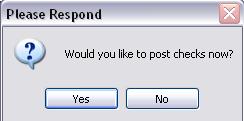 Figure 48: Post Checks Figure 49: Check Posting Complete Once you verify that all of the posting information is correct and the checks
