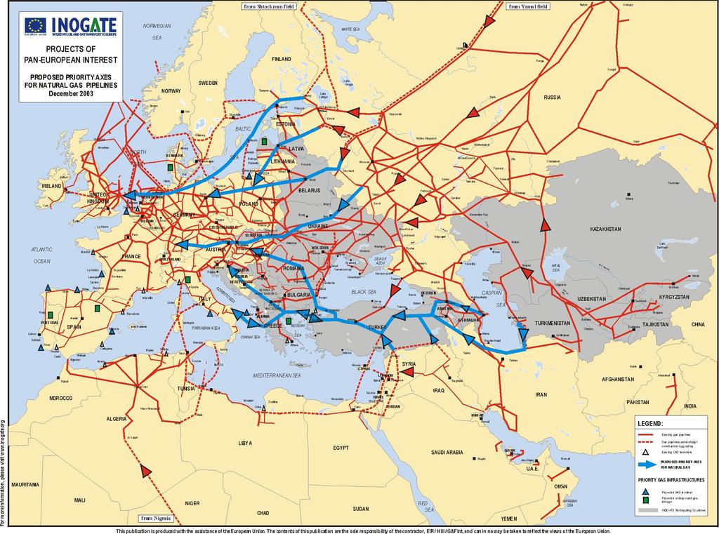 European Natural Gas Pipelines 14 Source: http://www1.inogate.
