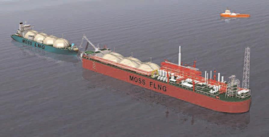 Floating Units Moss Floating LNG Liquefaction Units (FLNG) The Moss FLNG offers production, storage and off-loading of LNG on a single floating facility.