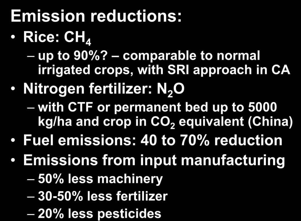 mitigation potential Emission reductions: Rice: CH 4 up to 90%?