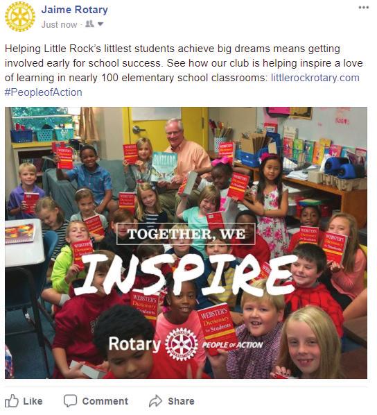 Share People of Action Ads With the Public August 2017 9 DIGITAL CHANNELS Your Club Share campaign images on your Rotary club and district websites.