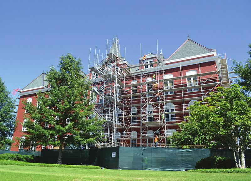 Project Overview: This project involves reroofing Samford Hall, as well as recaulking windows, repairing cornices, installing a lightning protection system, and adding new gutters and downspouts.