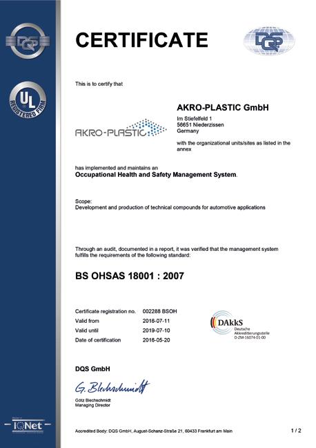AKRO-PLASTIC is one of just a few compounders to operate a test lab certified to DIN EN ISO 17025 by the Deutsche Akkreditierungsstelle GmbH (Germany s National Accreditation Body).