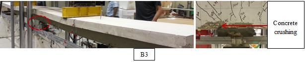 The strain values in concrete over middle support were higher than or very close to the crushing strain, 3,500 micro-strains, specified in the