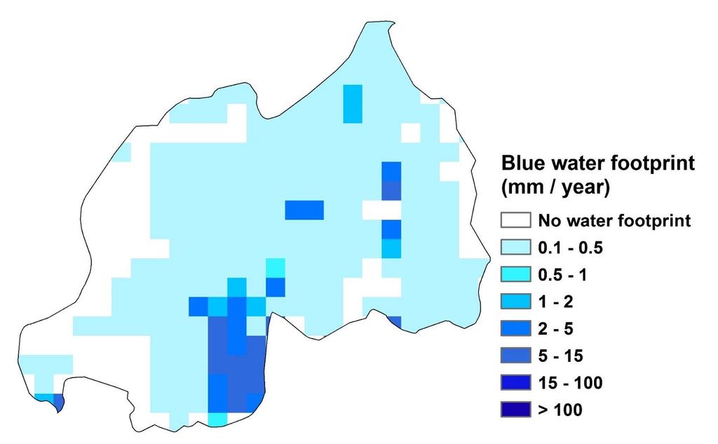 The annual blue water footprint of agricultural