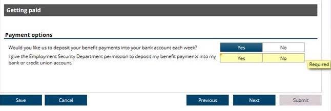 30. If you answer Yes to this question, you must give us permission to deposit your payments into your