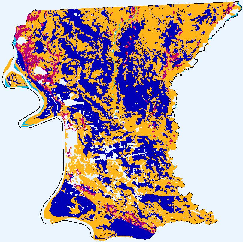 EBRP Soils (Hydrologic Group) Low runoff potential Moderately low runoff